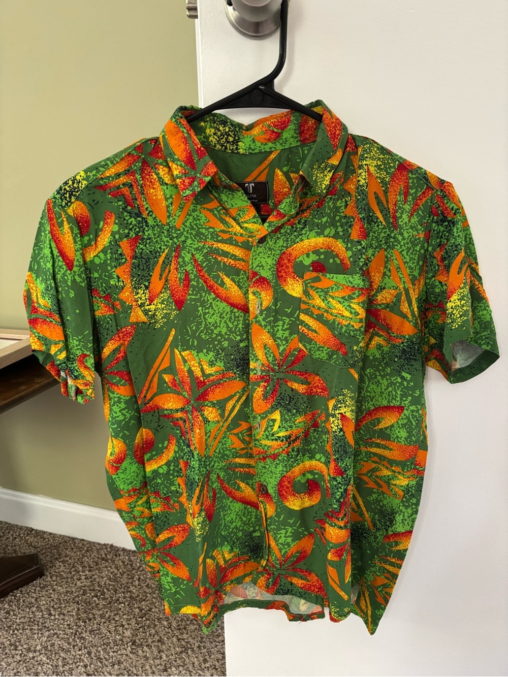 Youth XL Green and Orange Tropical Shirt